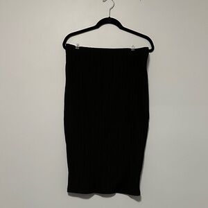 SHEIN Black Ribbed Pencil Skirt